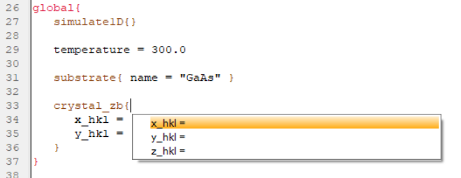 nextnanomat autocomplete menu